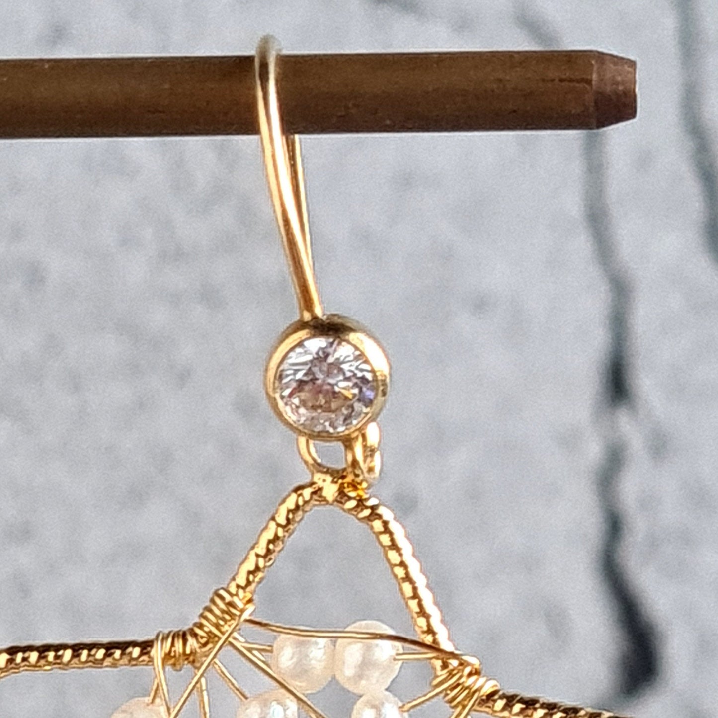 Star wrapped with fresh water pearl with star tassel Earrings