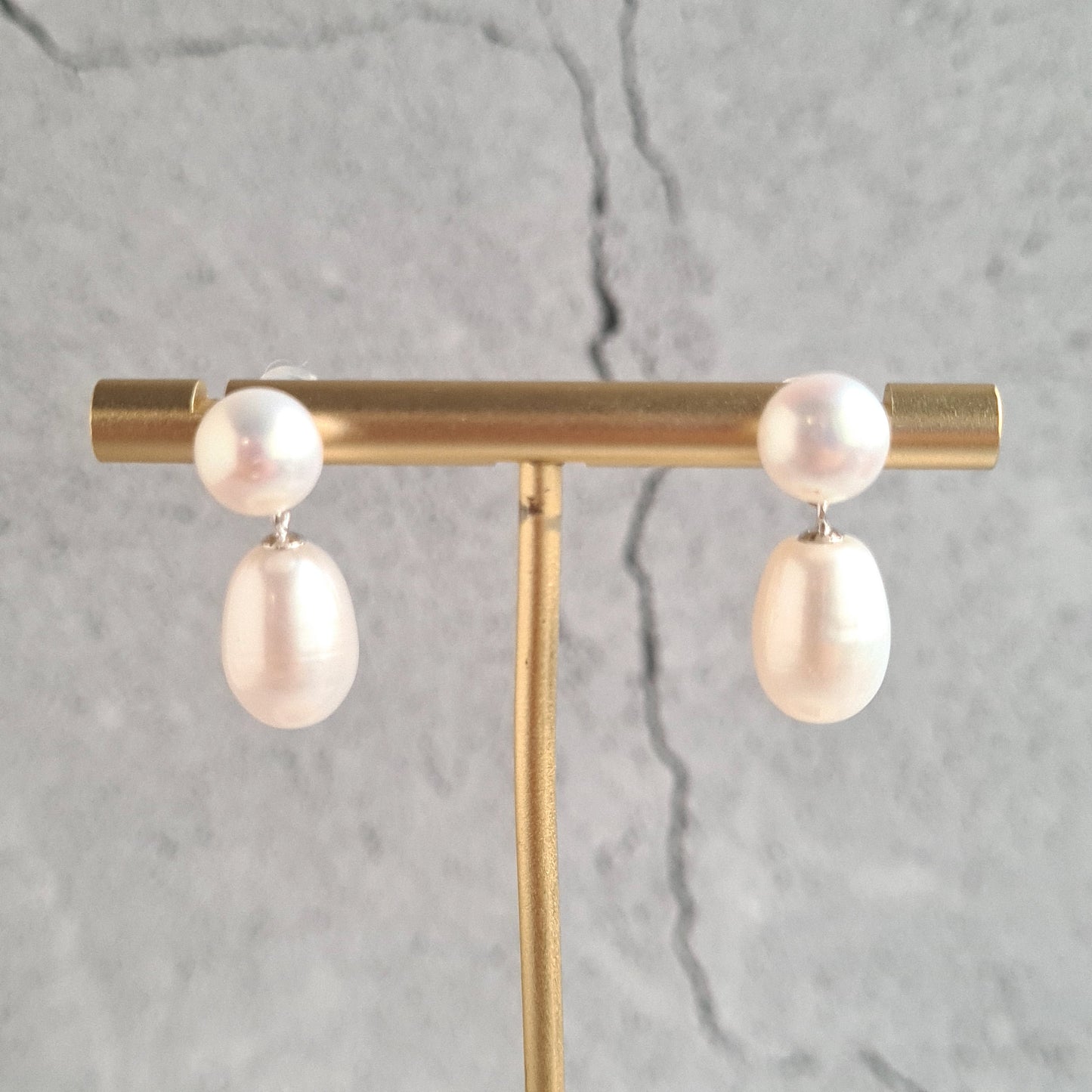 Double Fresh Water Pearl Ear Post - Silver