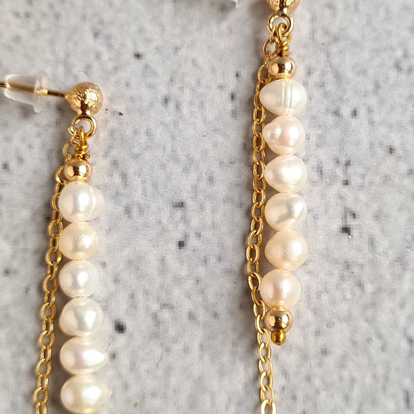 Bar Earrings - Fresh Water Pearl - White, Pink and Purple