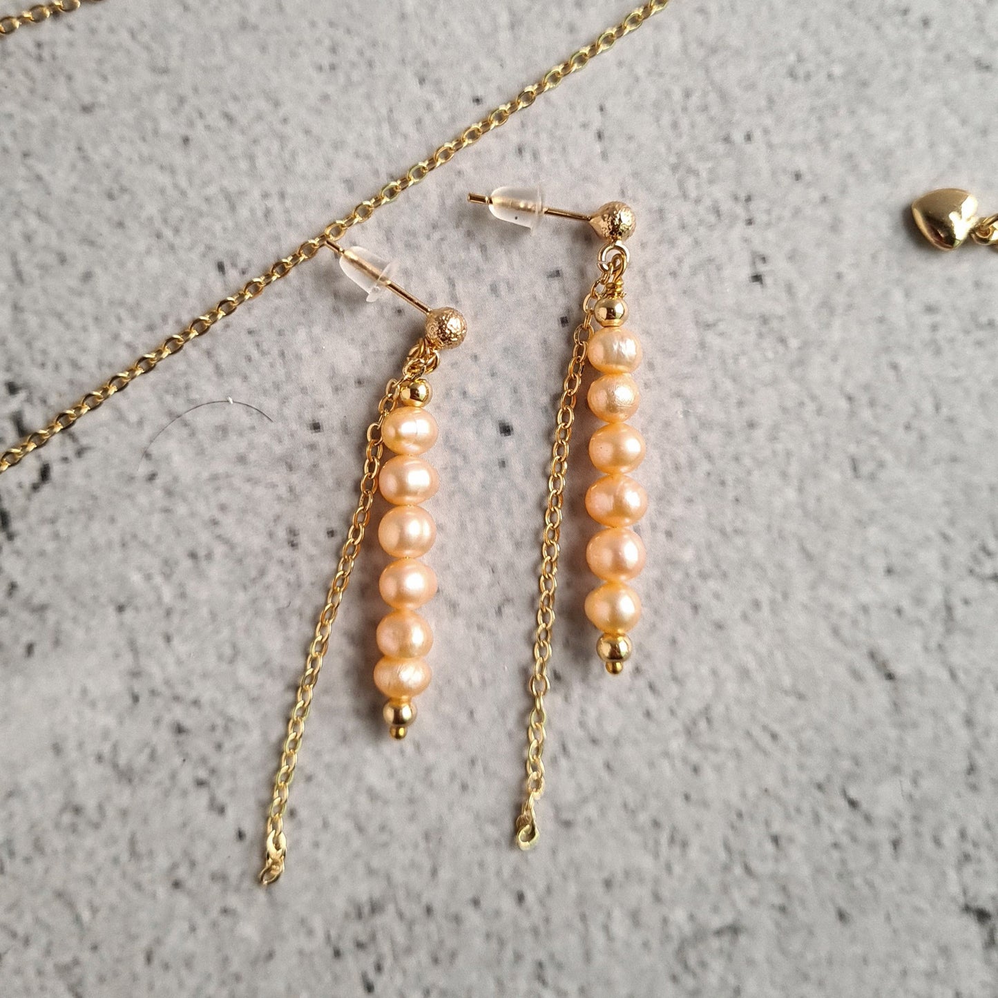 Bar Earrings - Fresh Water Pearl - White, Pink and Purple
