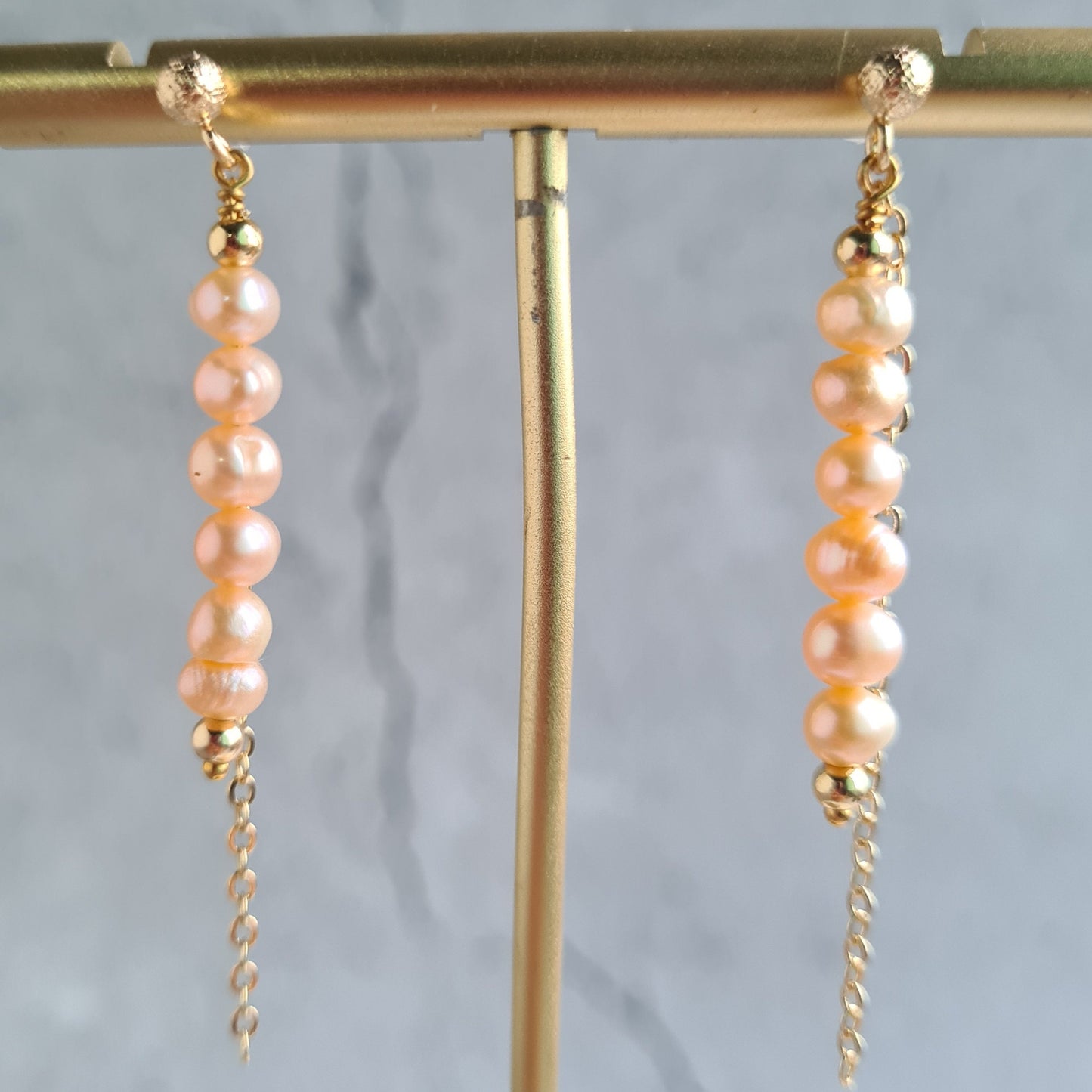 Bar Earrings - Fresh Water Pearl - White, Pink and Purple