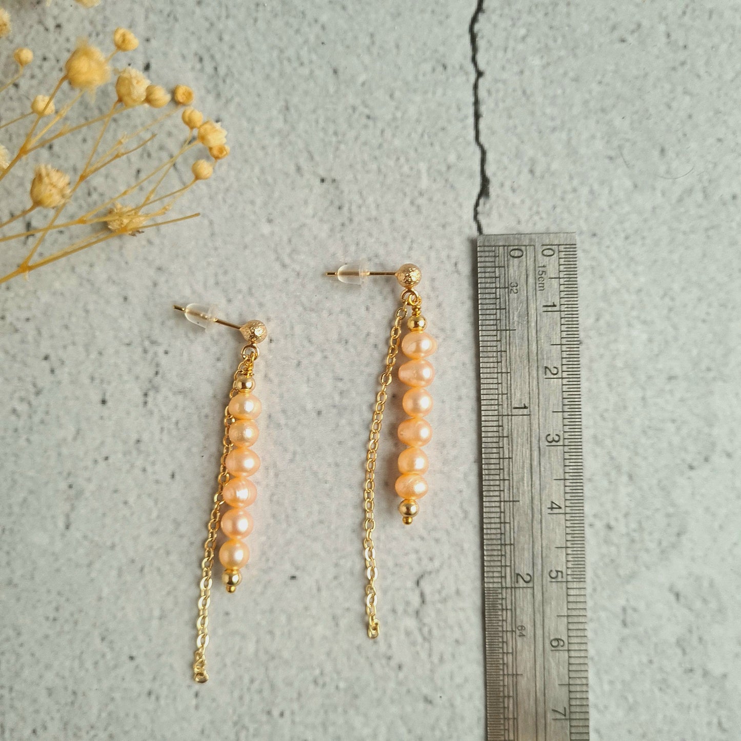 Bar Earrings - Fresh Water Pearl - White, Pink and Purple