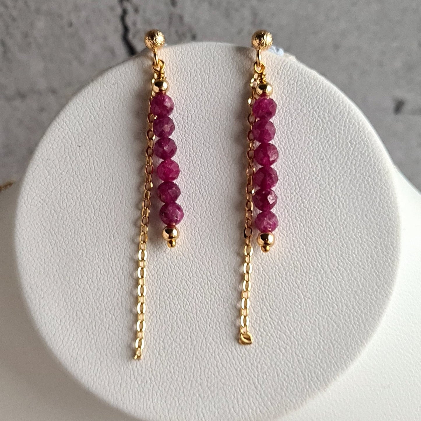 Bar Earrings - Gemstone - Ruby, Amethyst, Tanzanite, Jade, Golden Obsidian