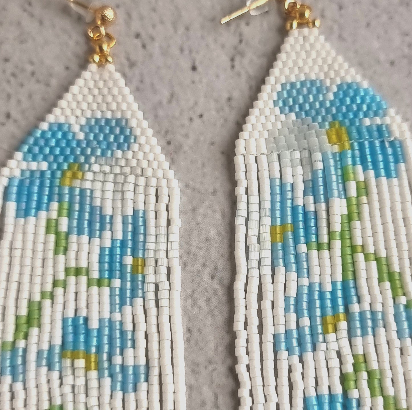 Forget Me Not - Shoulder Grazer- Fringe Earrings - White Background
