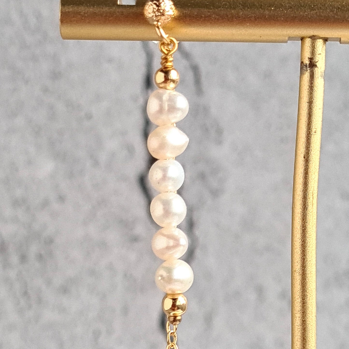 Bar Earrings - Fresh Water Pearl - White, Pink and Purple