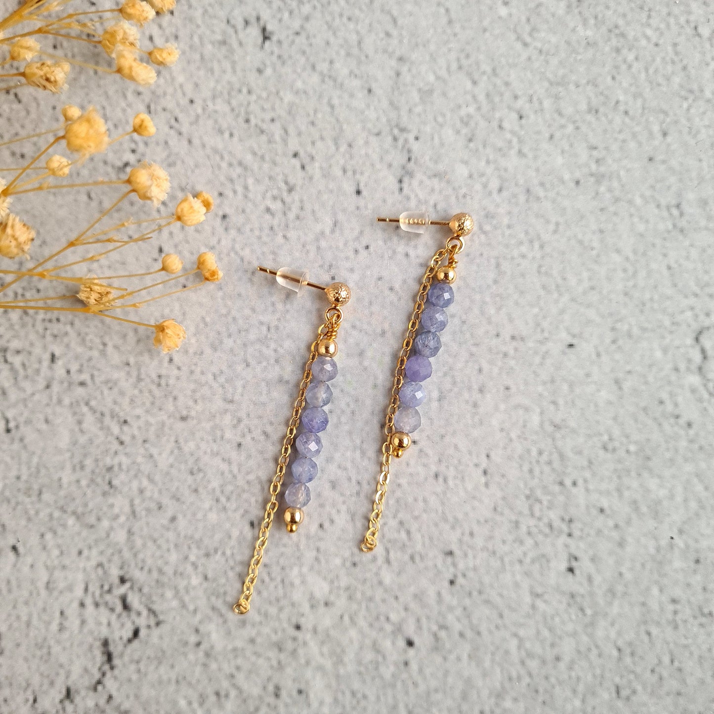 Bar Earrings - Gemstone - Ruby, Amethyst, Tanzanite, Jade, Golden Obsidian