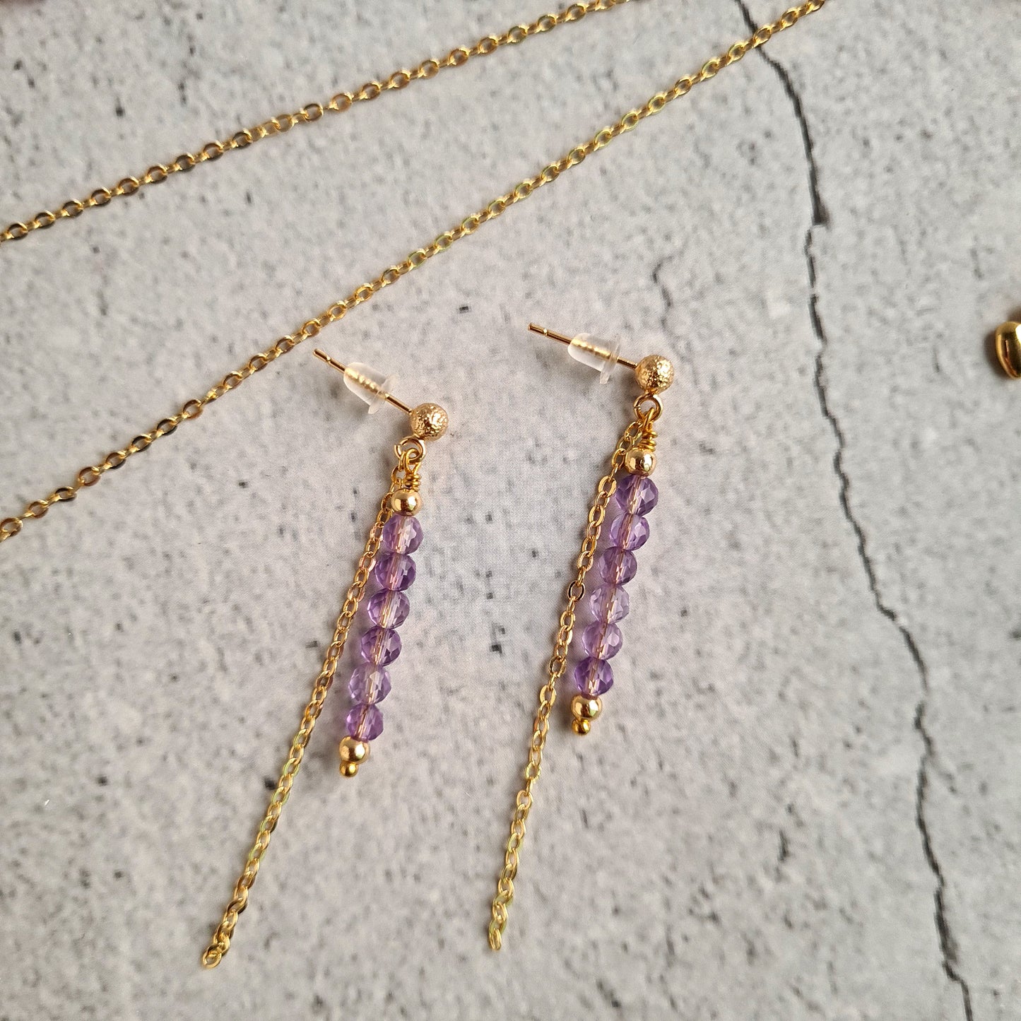 Bar Earrings - Gemstone - Ruby, Amethyst, Tanzanite, Jade, Golden Obsidian