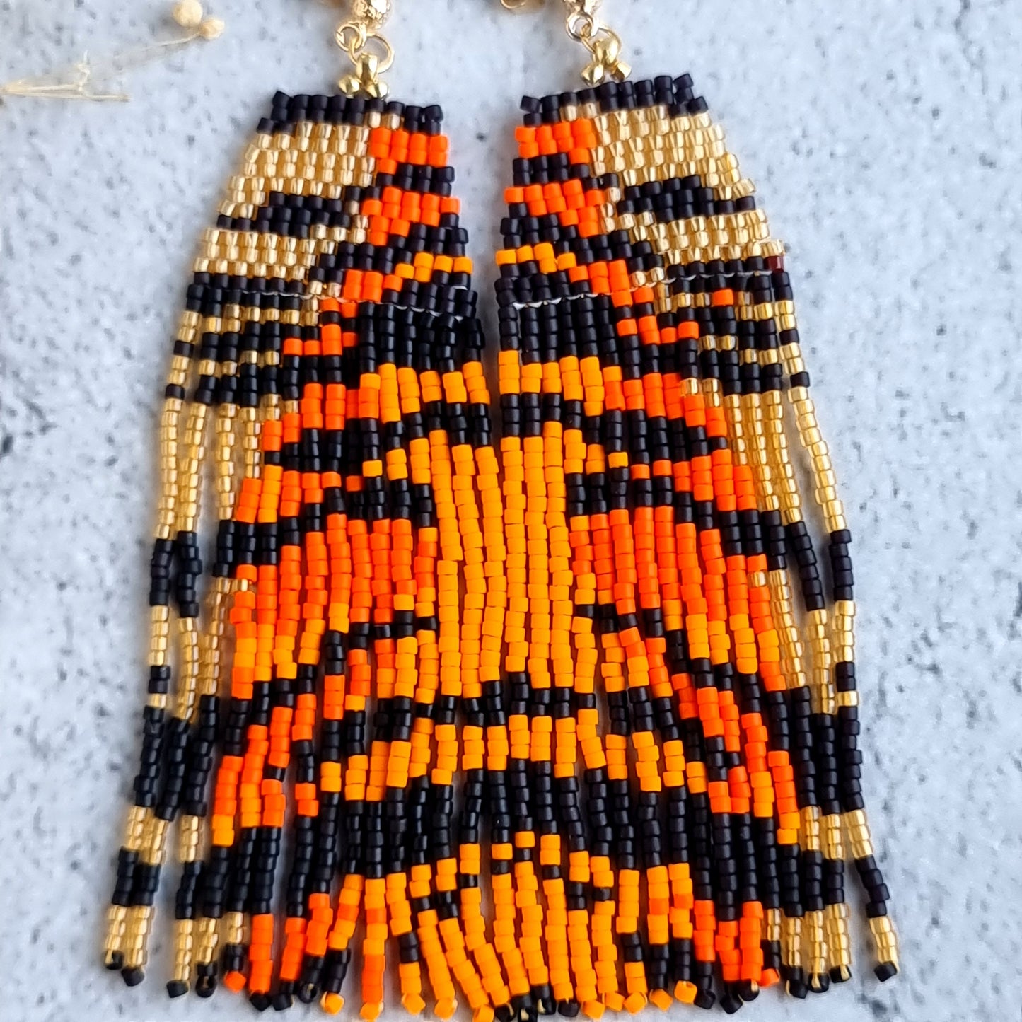 Tiger Skin Pattern- Shoulder Grazer- Fringe Earrings