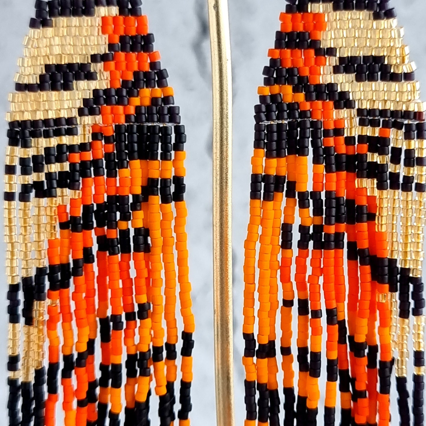 Tiger Skin Pattern- Shoulder Grazer- Fringe Earrings
