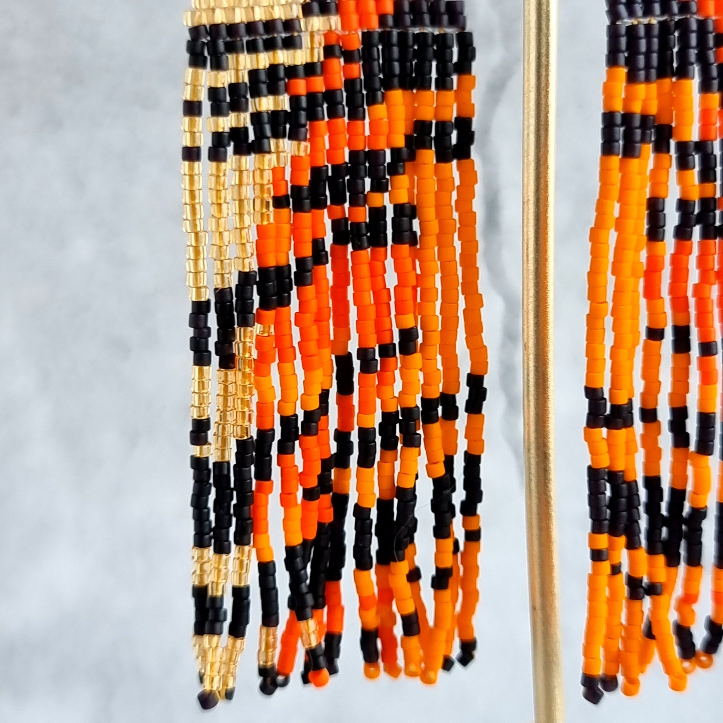 Tiger Skin Pattern- Shoulder Grazer- Fringe Earrings