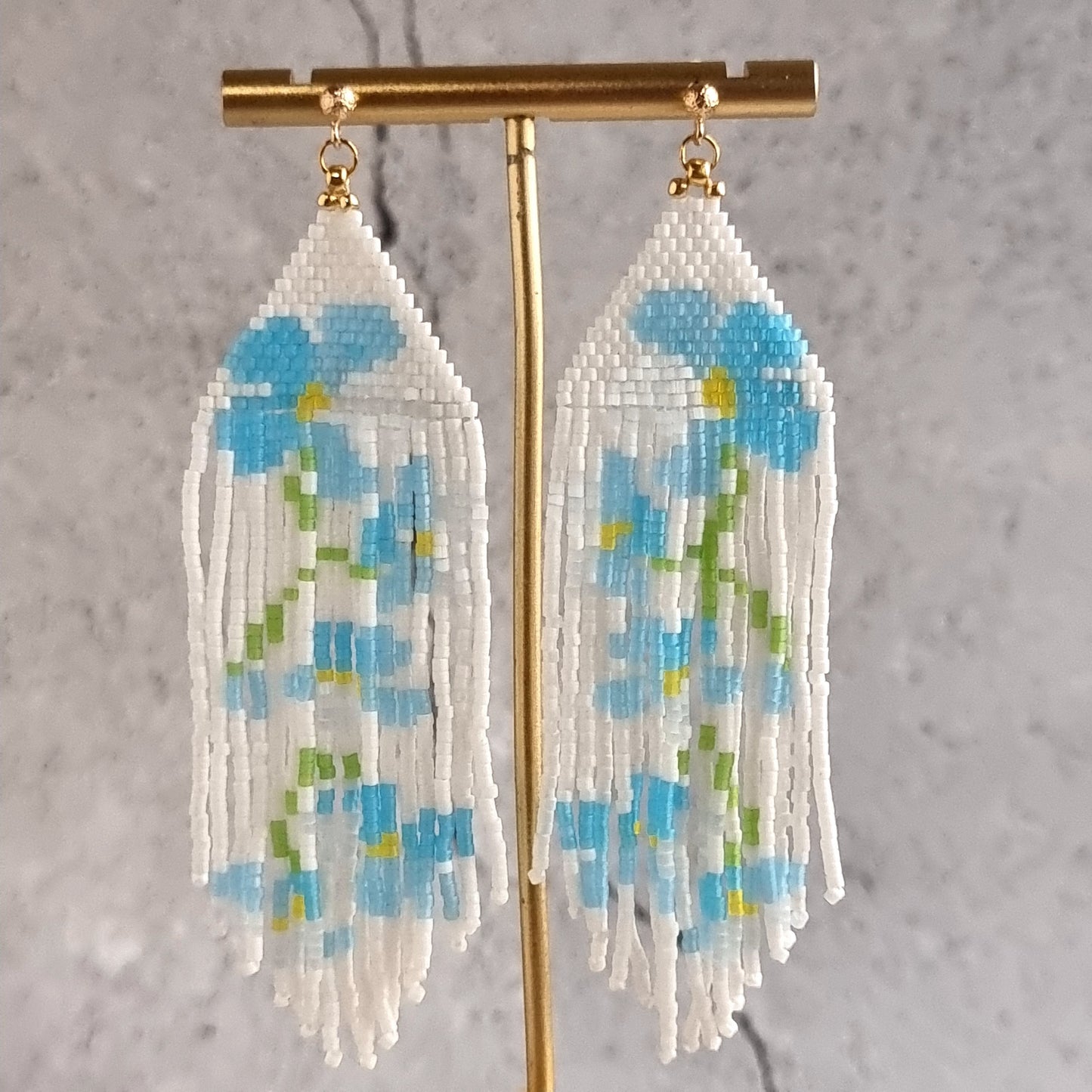 Forget Me Not - Shoulder Grazer- Fringe Earrings - White Background