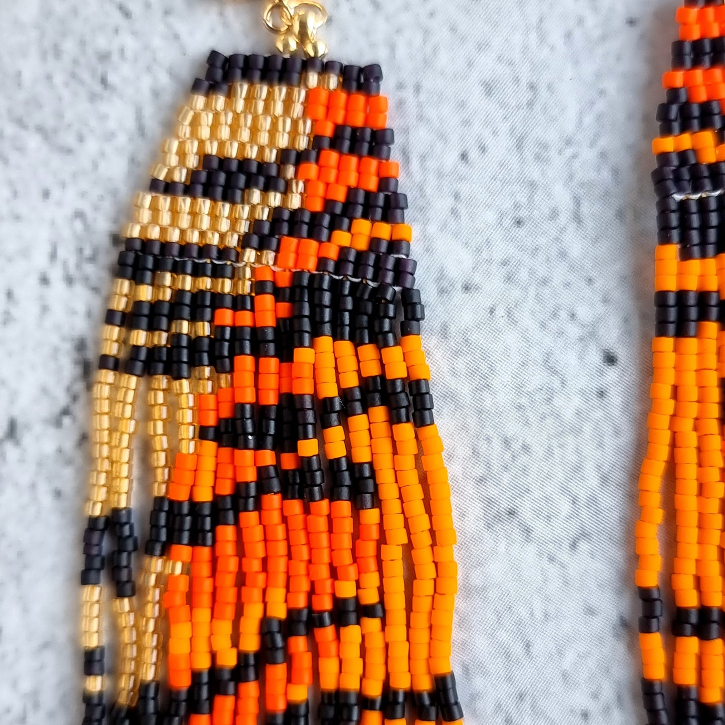 Tiger Skin Pattern- Shoulder Grazer- Fringe Earrings