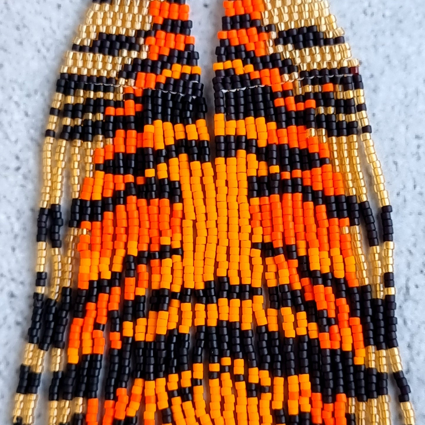 Tiger Skin Pattern- Shoulder Grazer- Fringe Earrings