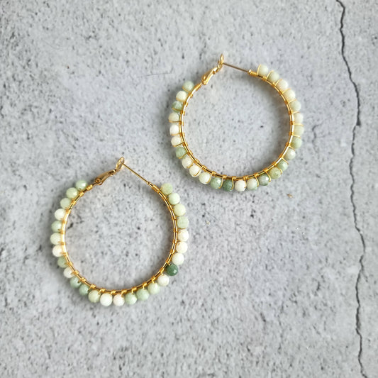 Jade - Big Hoop Gemstone Earrings