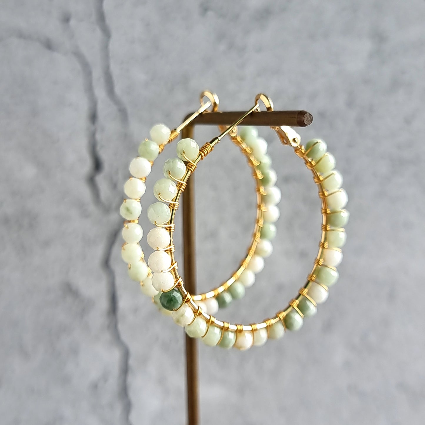 Jade - Big Hoop Gemstone Earrings