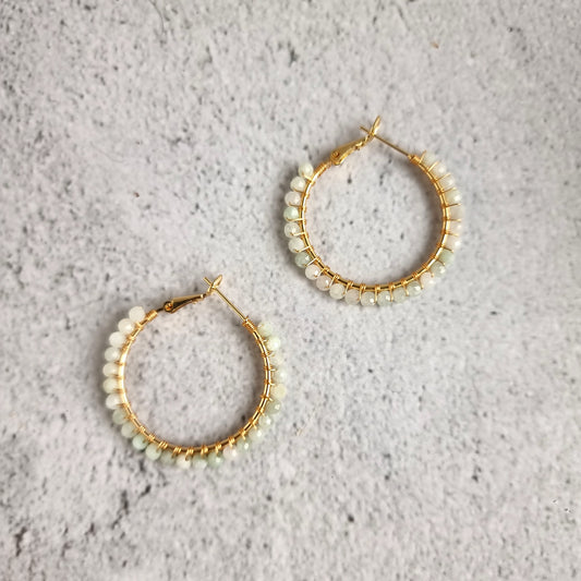 Jade - Medium Hoop Gemstone Earrings
