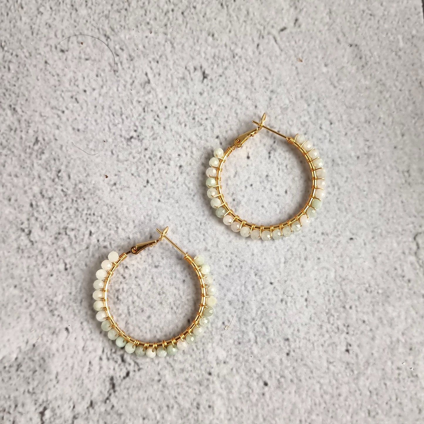 Jade - Medium Hoop Gemstone Earrings