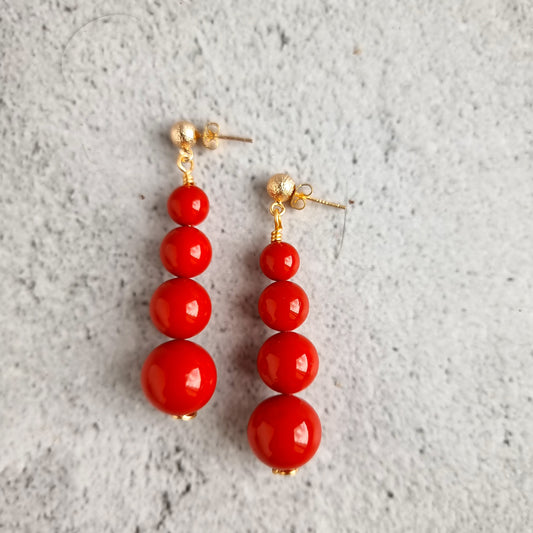 Mother of Pearl - Gradual Earrings - Red