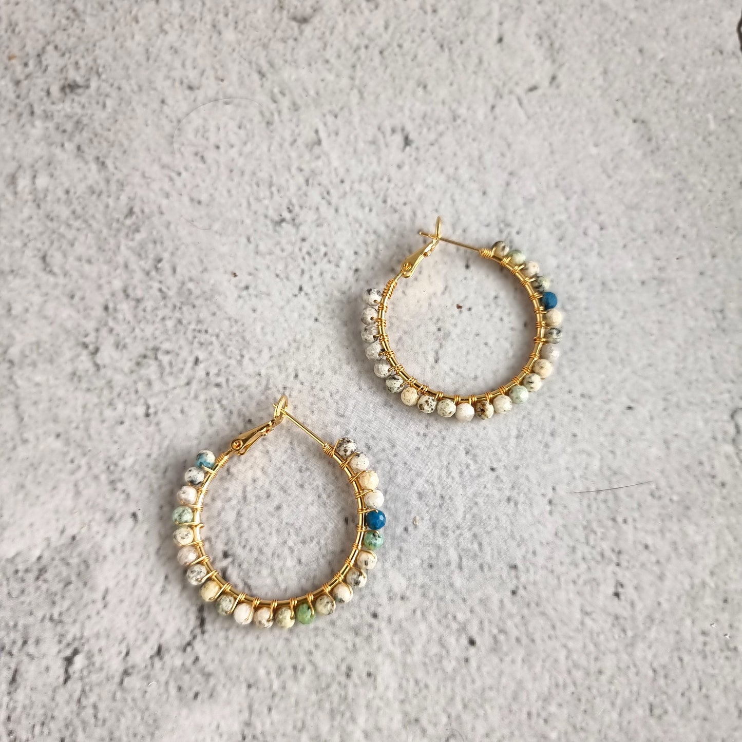 K2 Jasper - Medium Hoop Gemstone Earrings