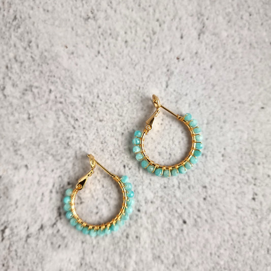 Amazonite - Small Hoop Gemstone Earrings