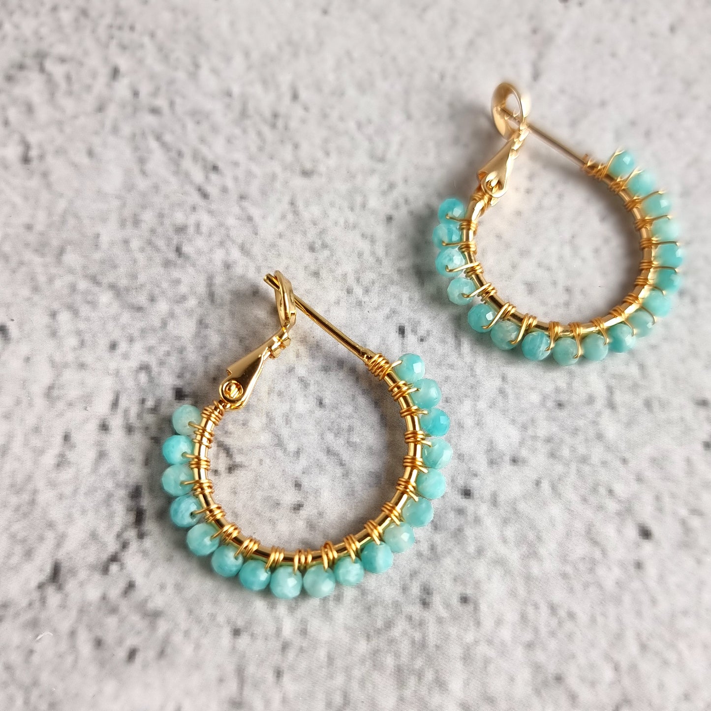 Amazonite - Small Hoop Gemstone Earrings