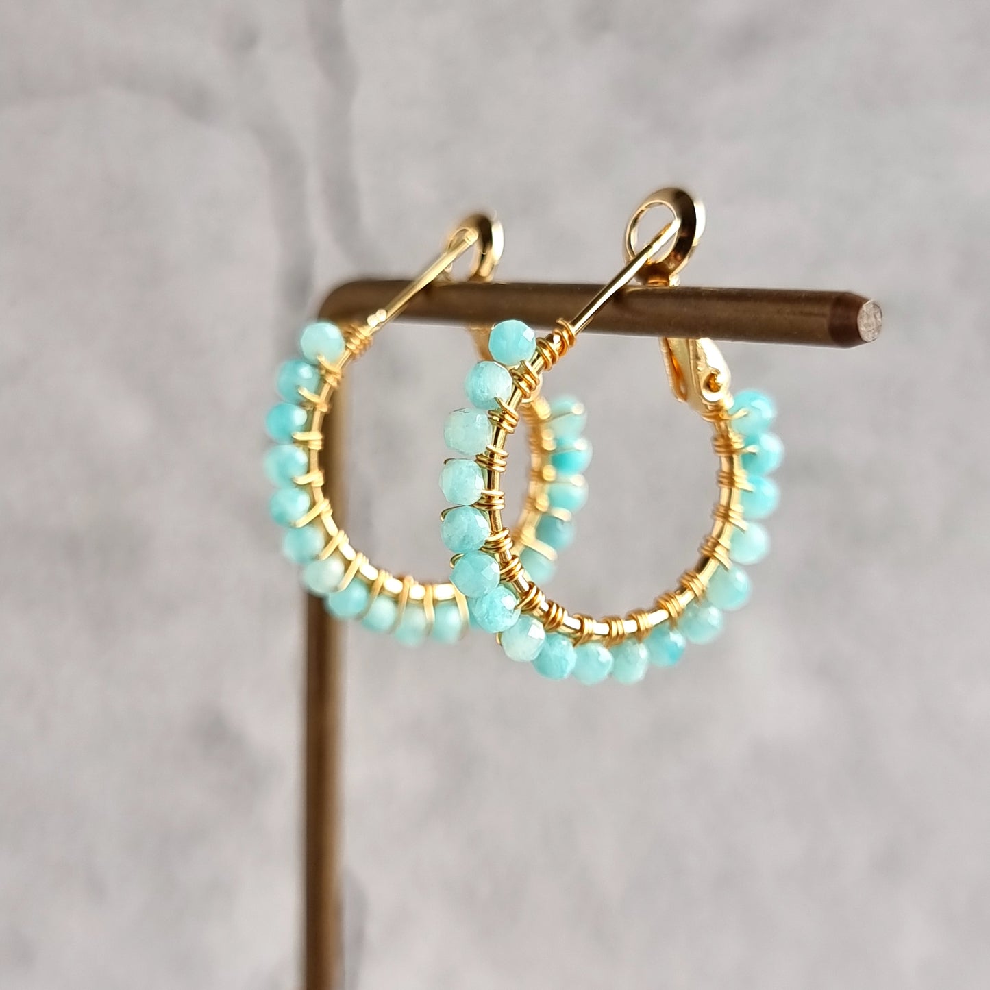 Amazonite - Small Hoop Gemstone Earrings