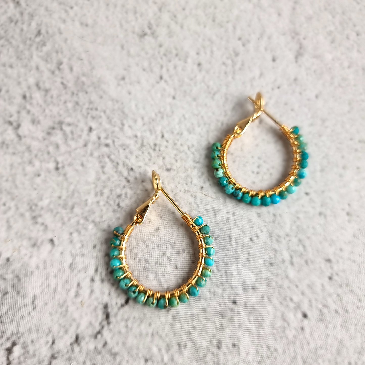 Turquoise - Small Hoop Gemstone Earrings