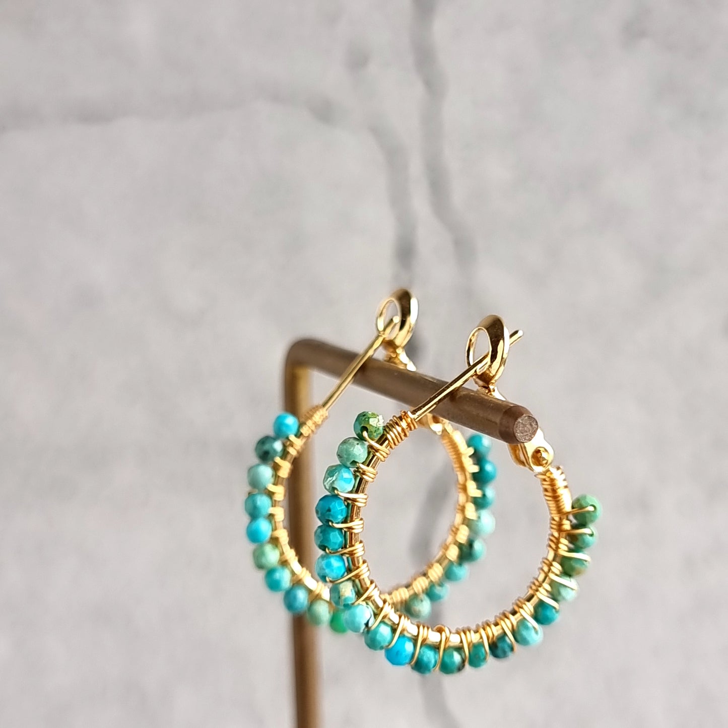 Turquoise - Small Hoop Gemstone Earrings