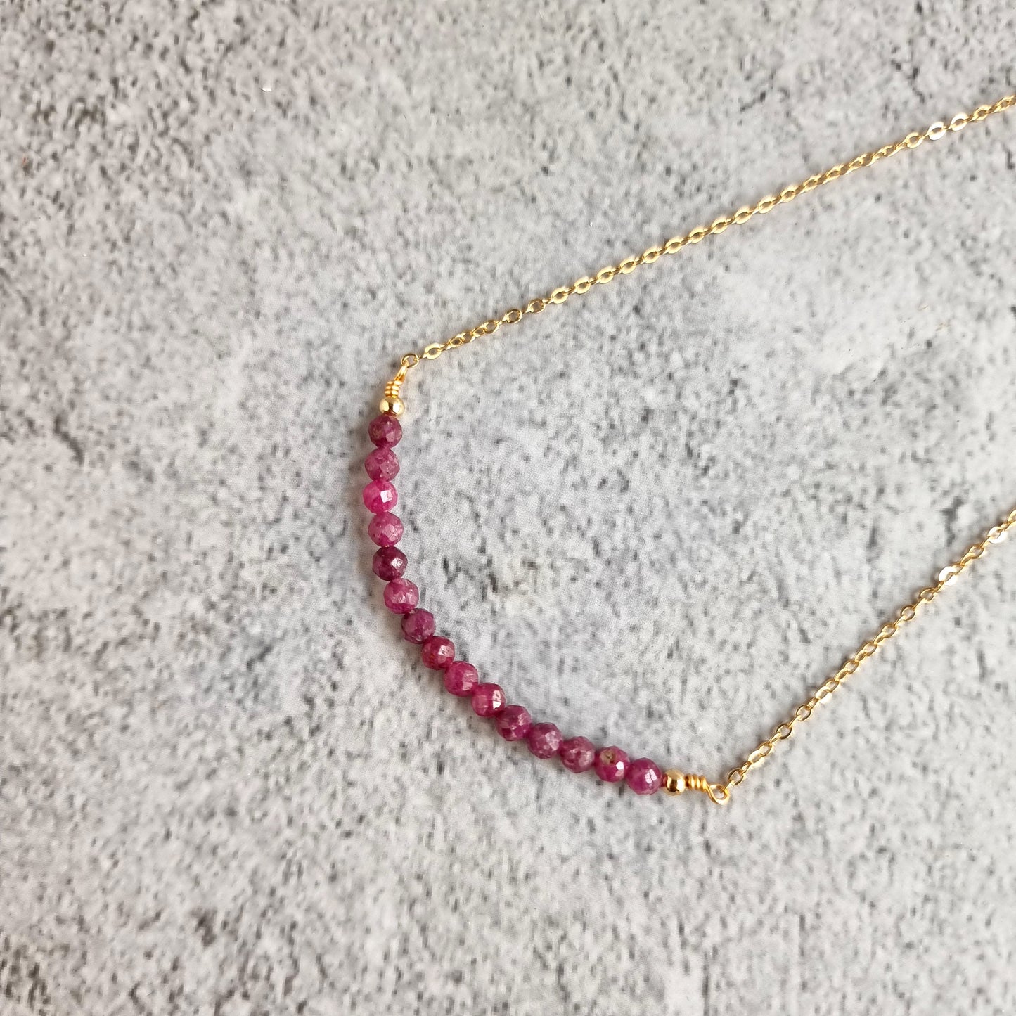 Bar Gemstone Necklace - Ruby