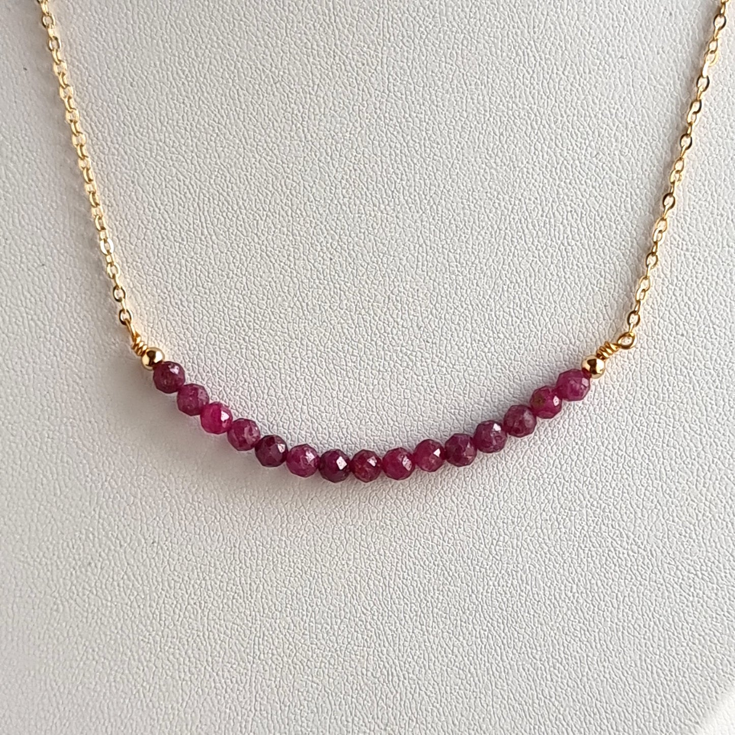 Bar Gemstone Necklace - Ruby