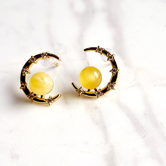 Natural Beeswax Gemstone Earrings