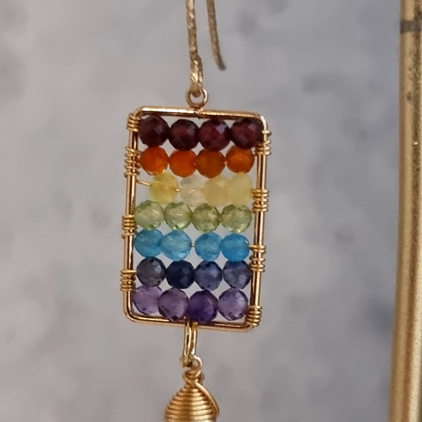 Abacus Rainbow with Rainbow Moonstone Gemstone Earrings