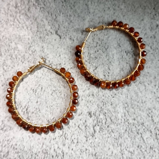 Big Hoop - Orange Garnet Gemstone Earrings