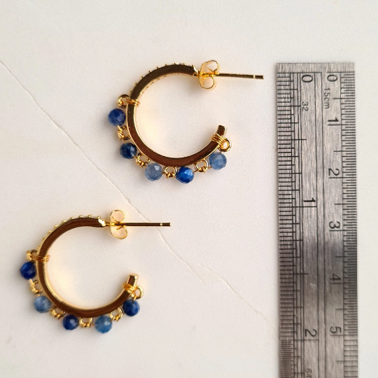 Half Hoop Gemstone Earrings - Kyanite