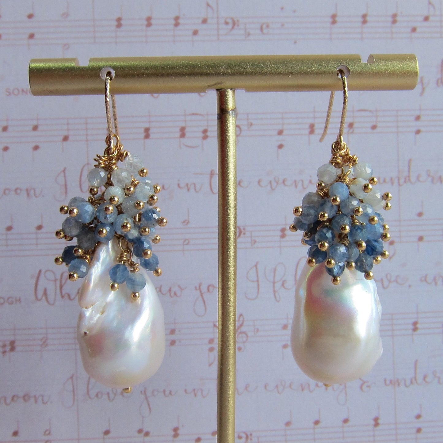 Baroque Pearl with Kyanite Cluster Earrings
