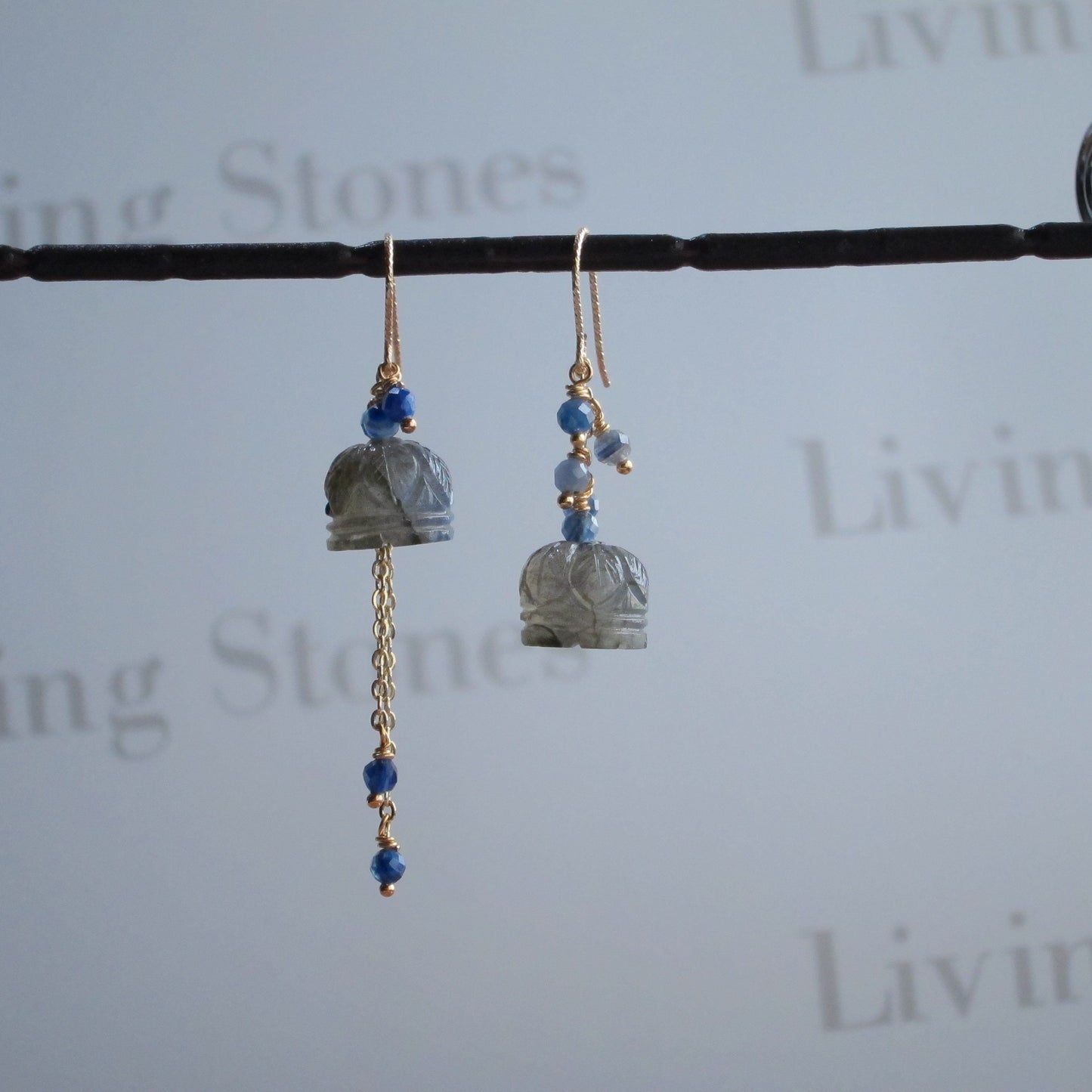Mini Lantern Cluster Gemstone Earrings - Labradorite