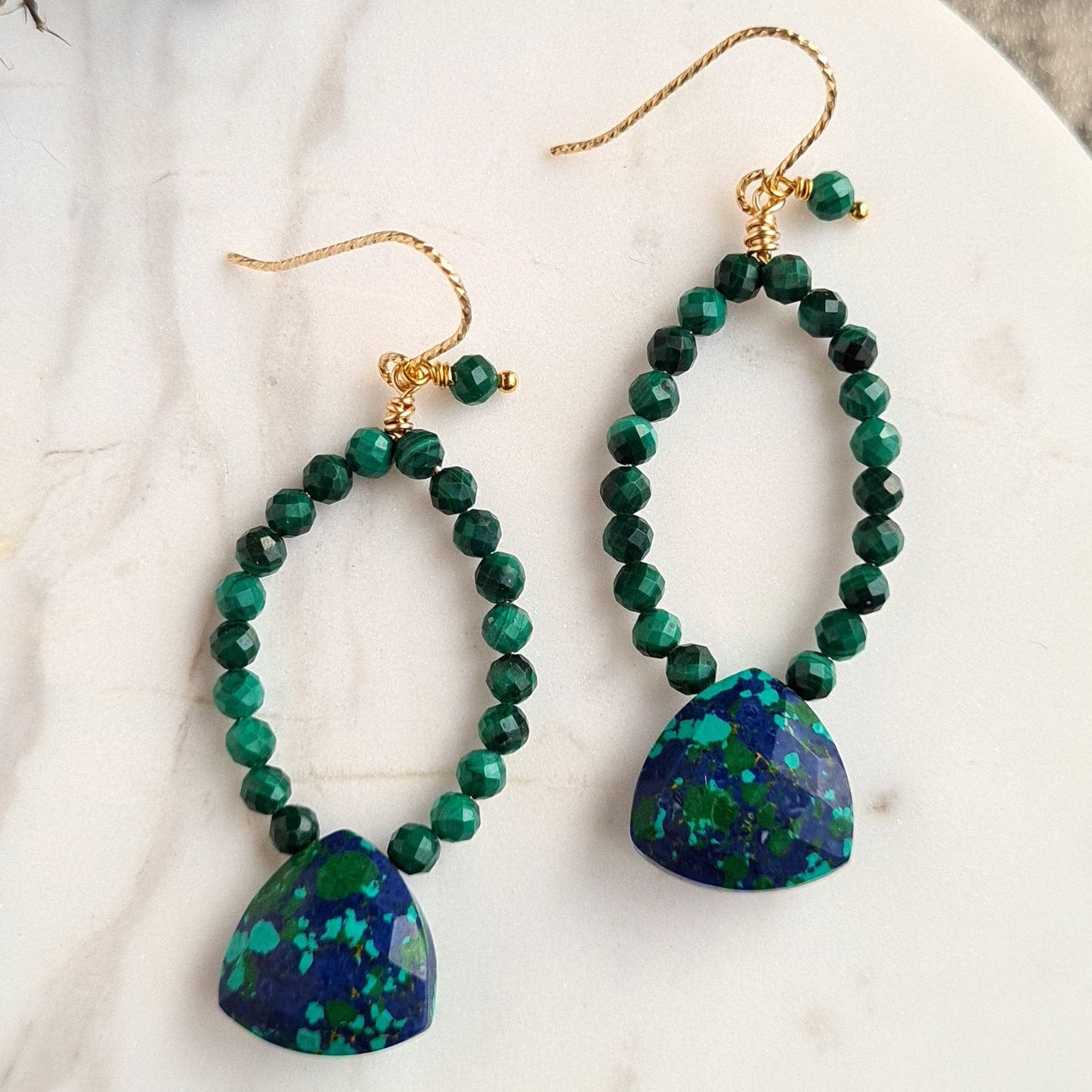 Azurite Malachite Gemstone Earrings