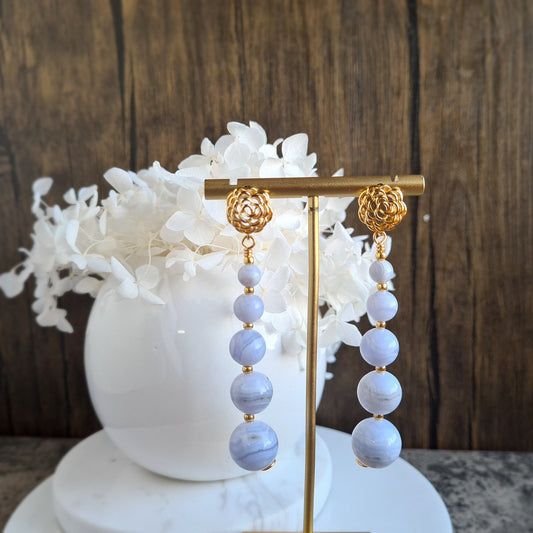 Gradual Blue Lace Agate Earrings