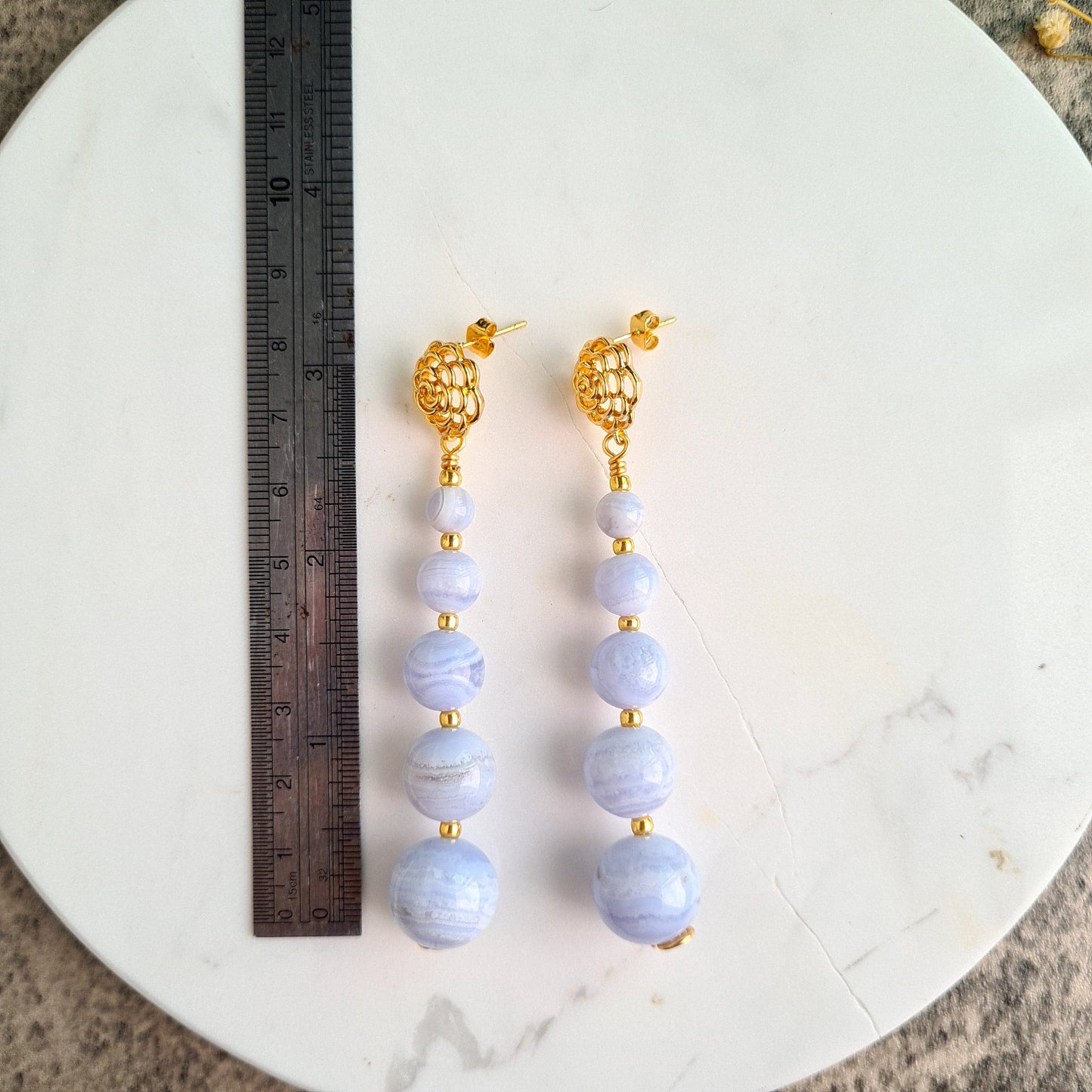 Gradual Blue Lace Agate Earrings
