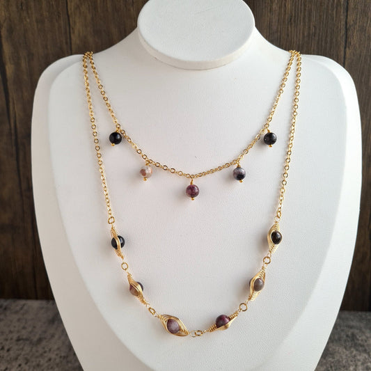 Candy Tourmaline Multi Layer Gemstone Necklace