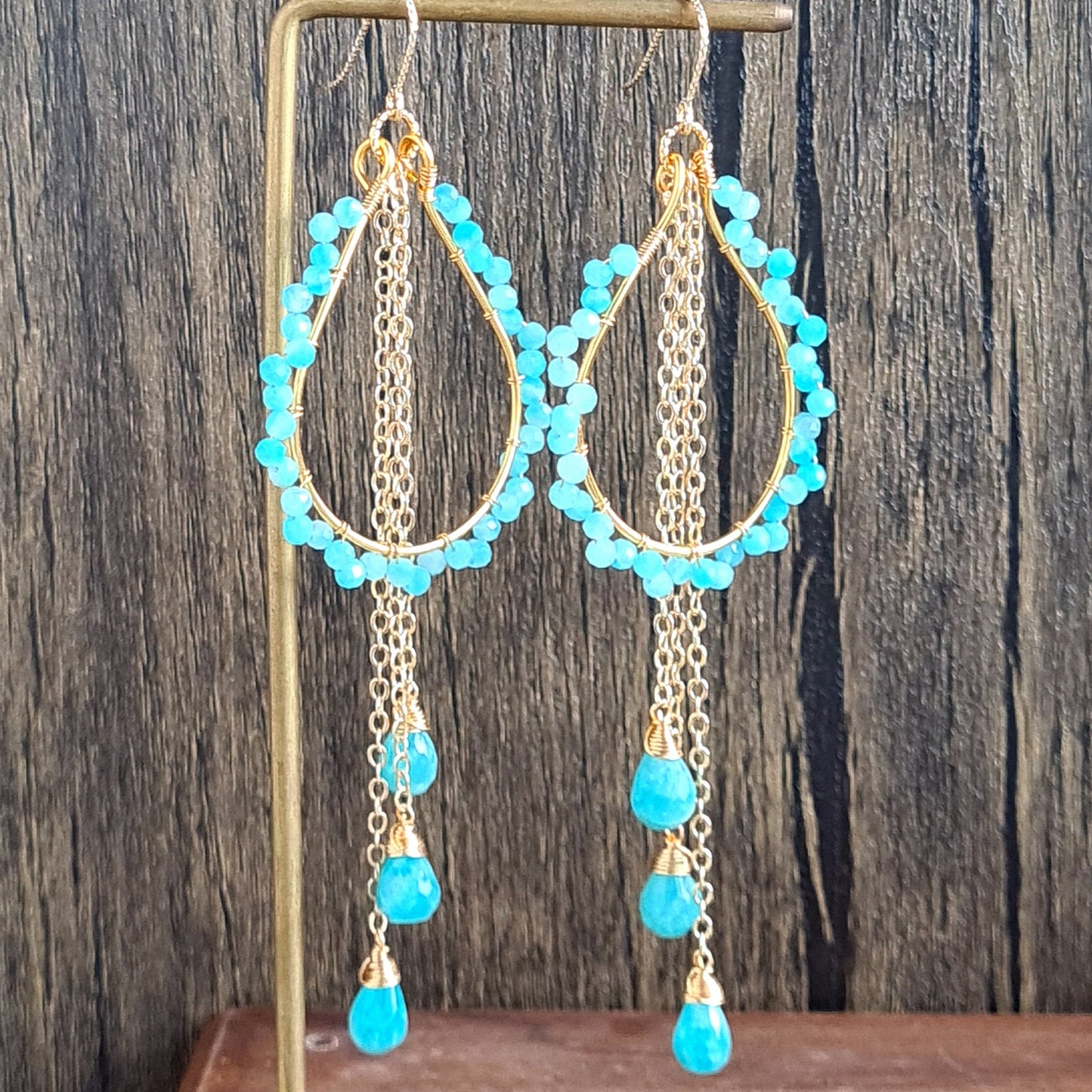 Amazonite Chandelier Gemstone Earrings - Gold Filled Hook