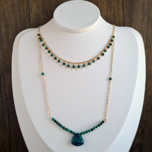 Azurite Malachite Double Layer Necklace