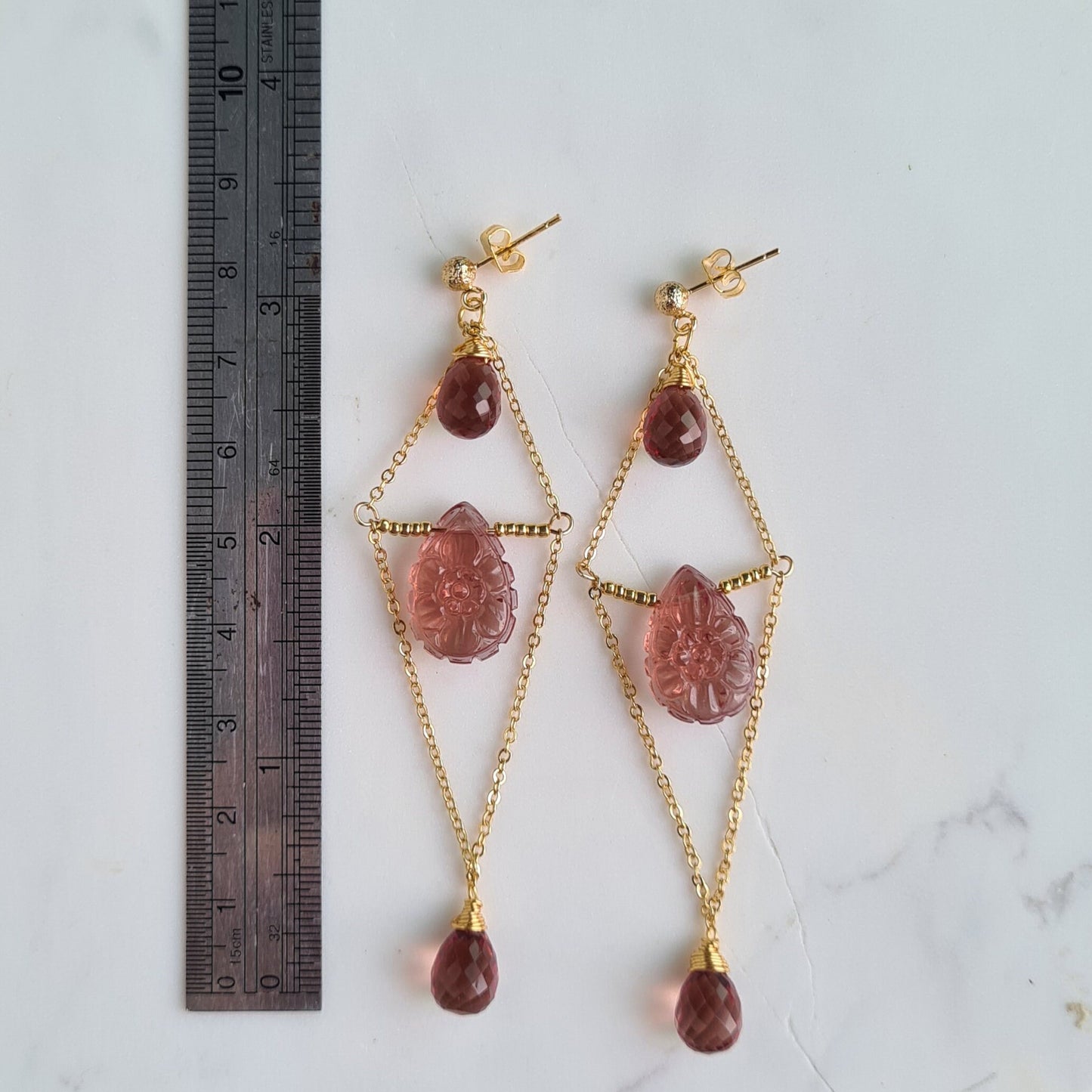 Triple Alexandrite Gemstone Earrings