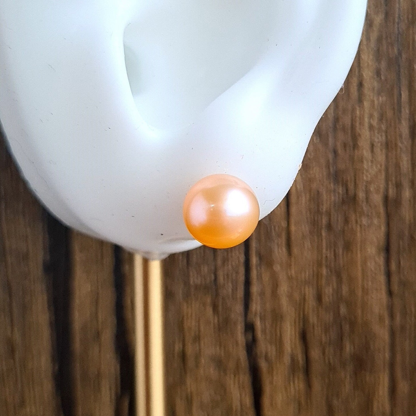 AAA quality 7.5 to 8 mm Almost Round Fresh Water Pearl with Gold filled Ear Stud