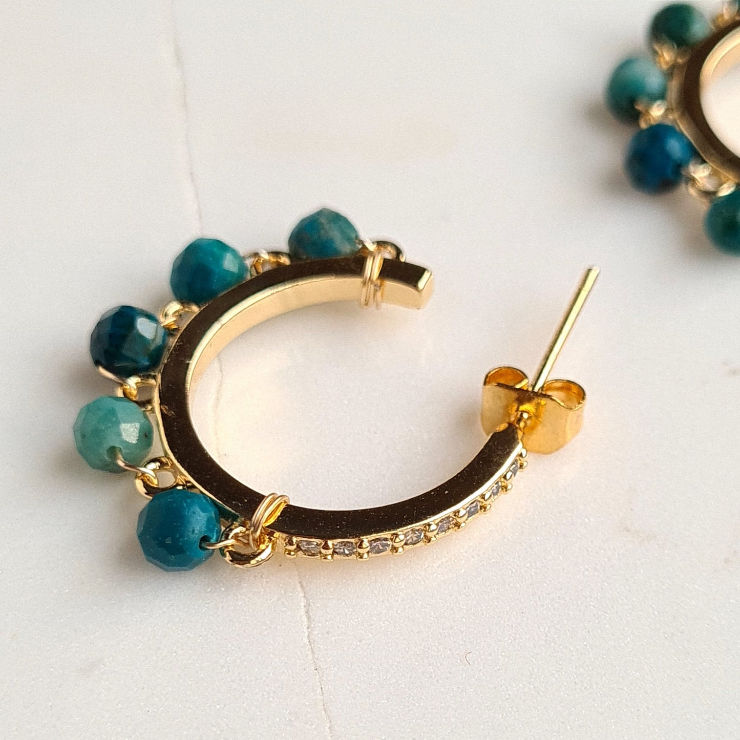 Half Hoop Gemstone Earrings - Turquoise