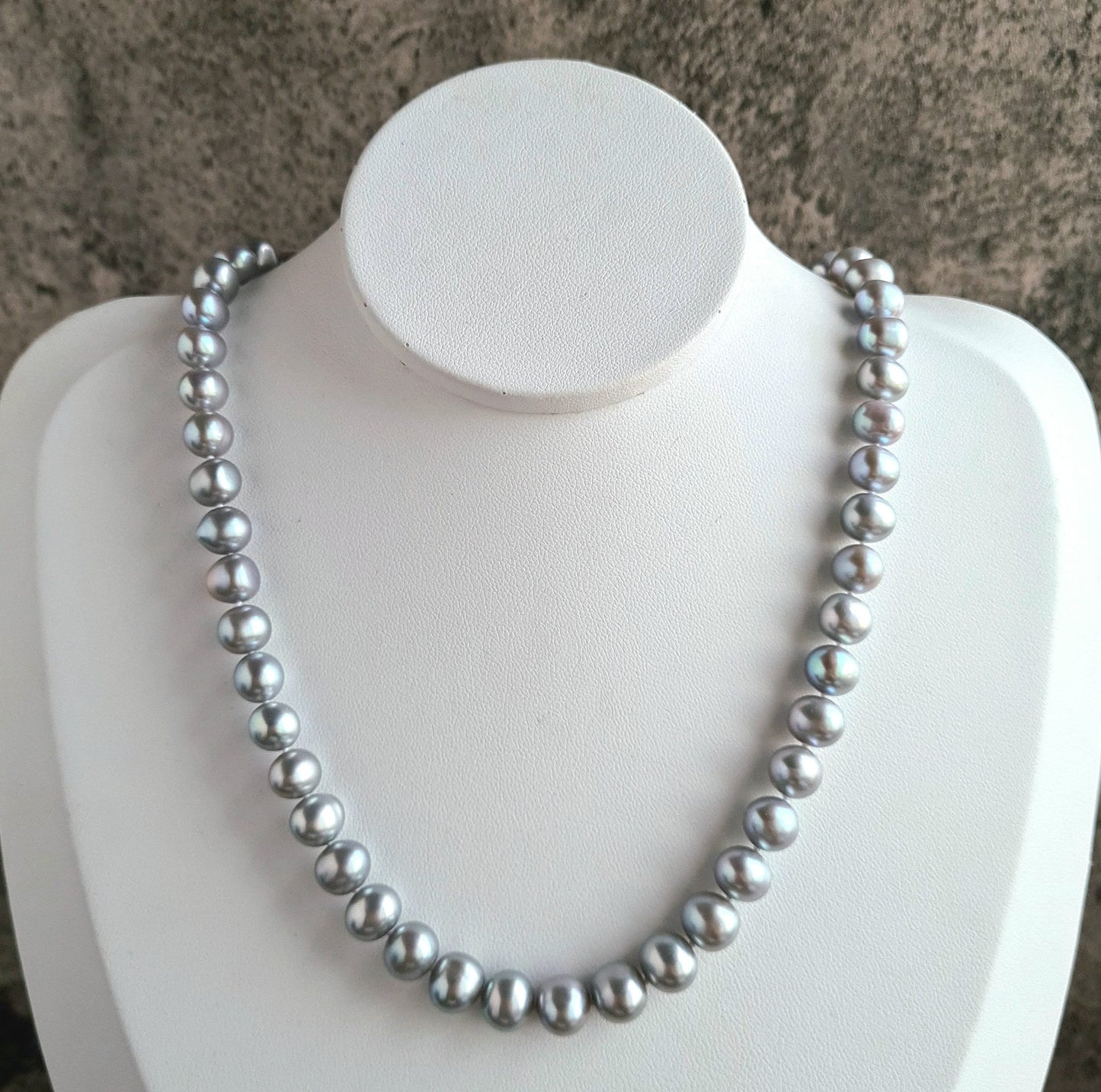 Silver Grayish Bluish Fresh Water Pearl Necklace
