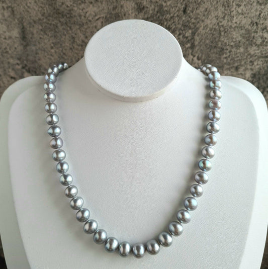 Silver Grayish Bluish Fresh Water Pearl Necklace