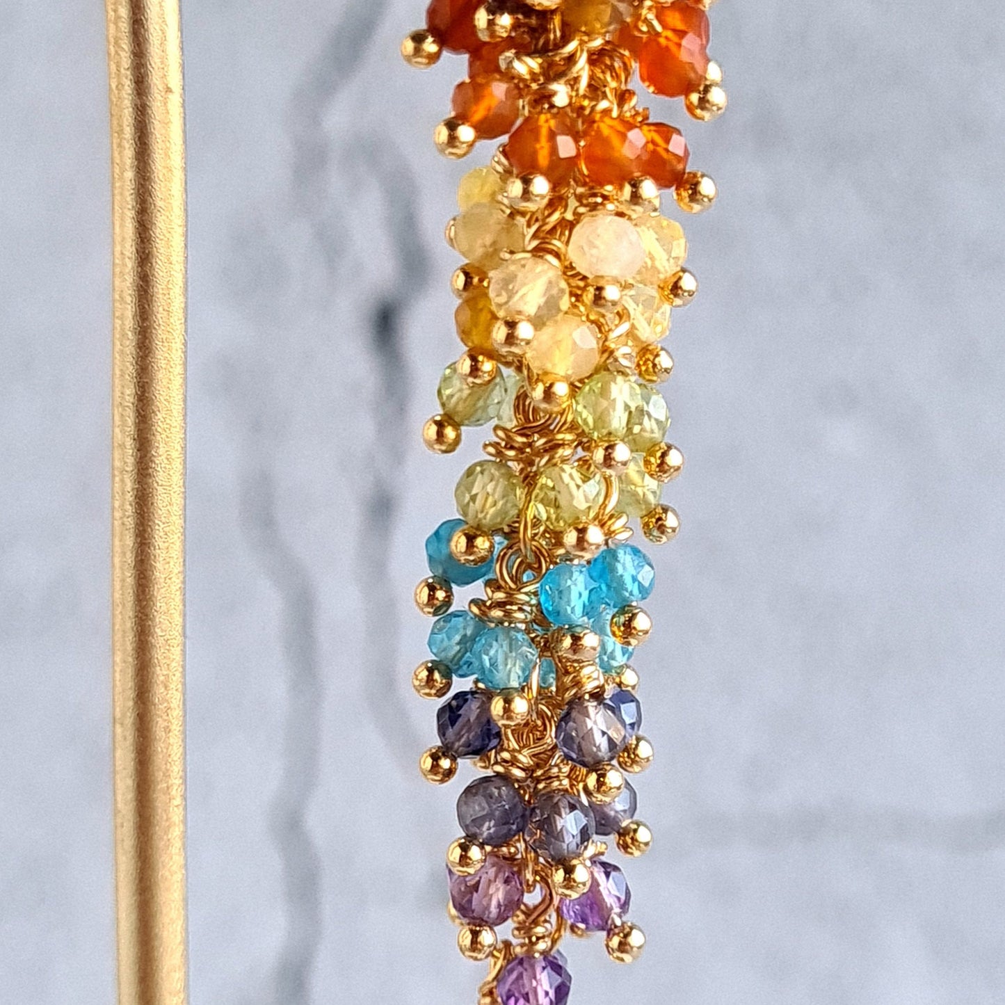 Rainbow Gemstone Cluster Earrings