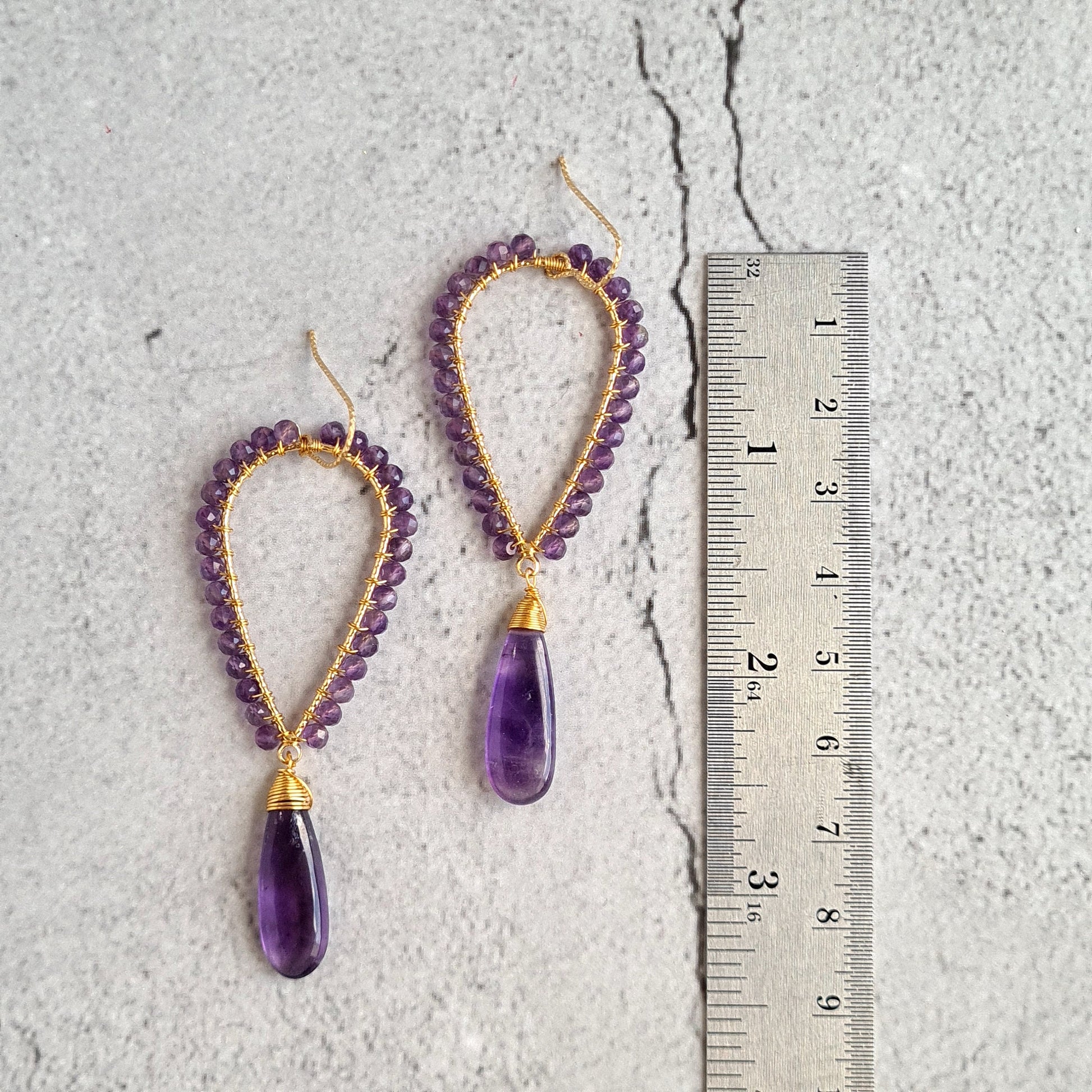 Amethyst Inverted Tear Drop Gemstone Earrings