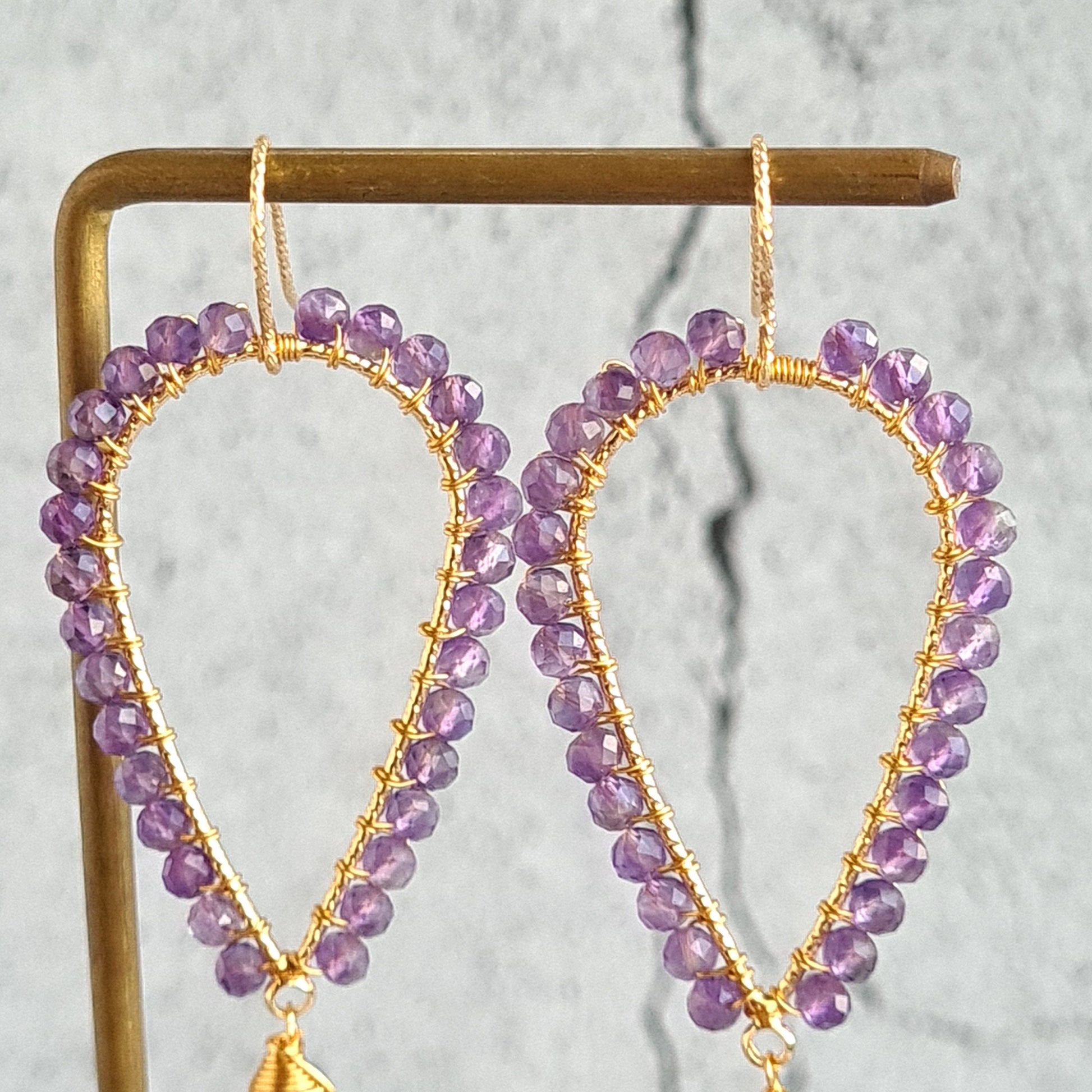 Amethyst Inverted Tear Drop Gemstone Earrings